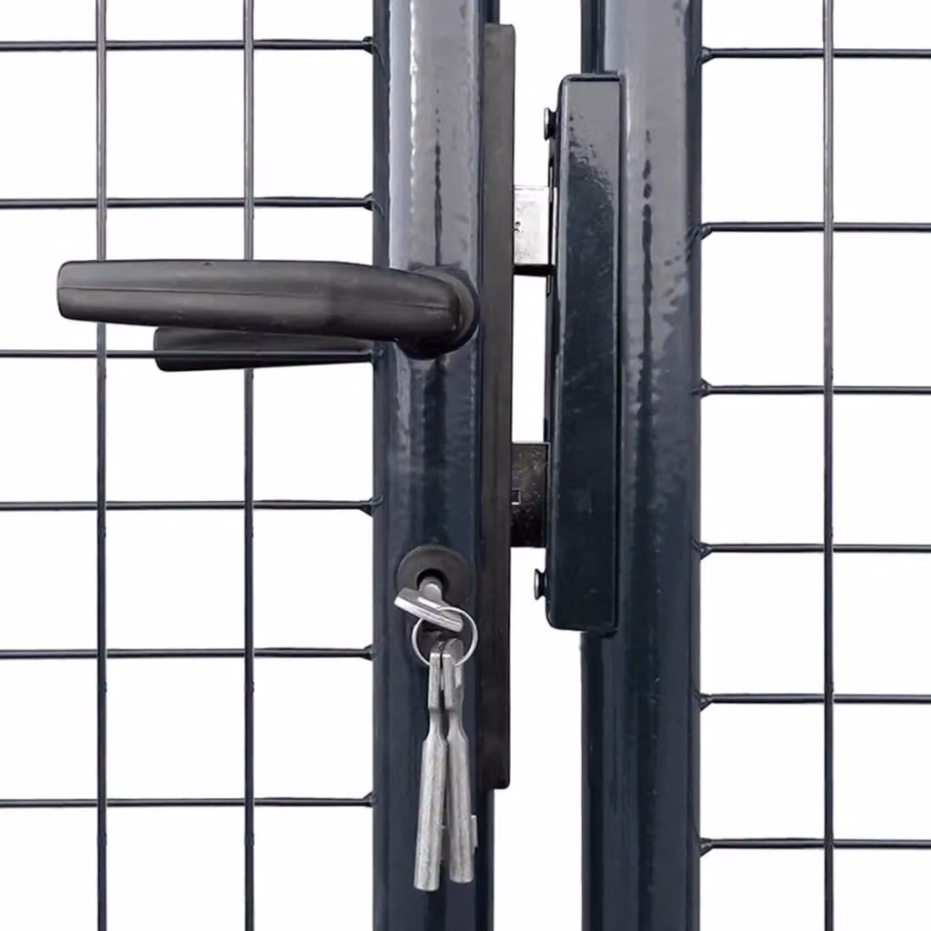 Berkfield Home Grey Galvanised Steel Mesh Swing Garden Gate, W: 400 cm, H: 175 cm – 2