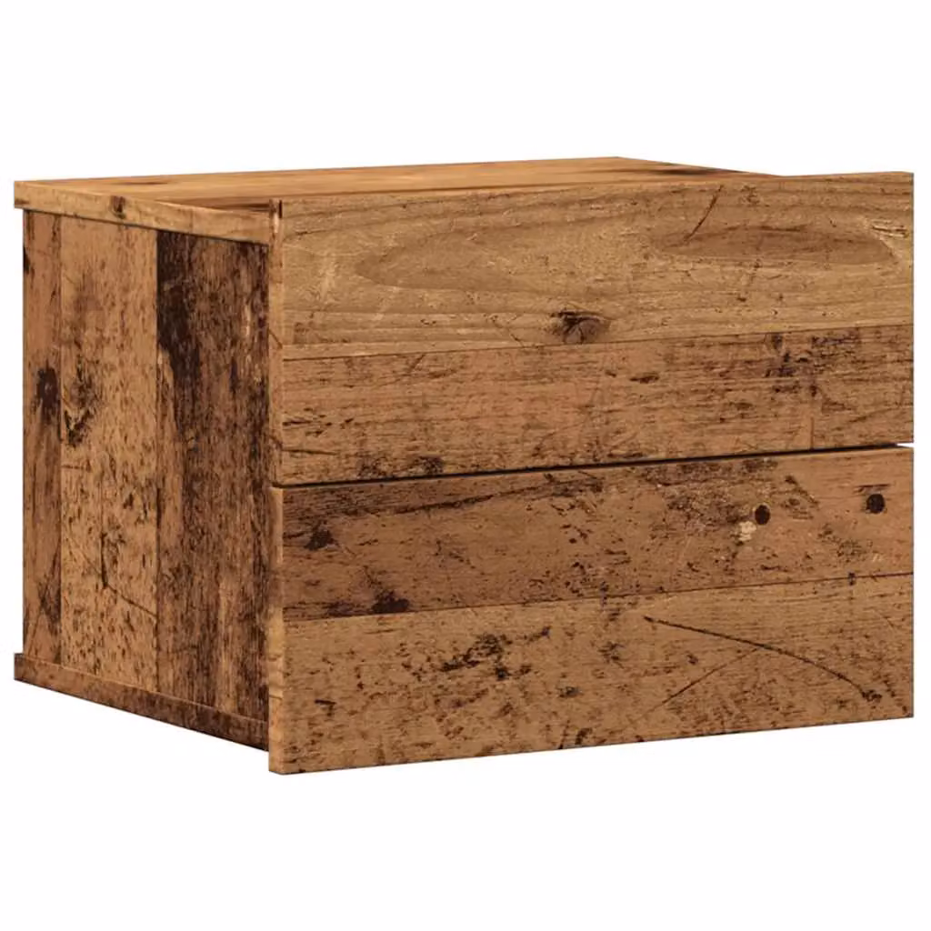 Berkfield Home Wall-mounted Bedside Cabinet in Brown Old Wood, W/D/H: 40 x 32 x 30 cm – 2