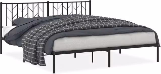 Berkfield Home Modern Metal Bed Frame with Headboard, Black, 183 x 213 cm – 1