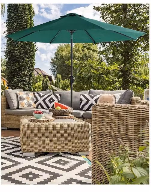 SONGMICS 3m Garden Parasol Umbrella with Crank in Green with UPF 50 Polyester Canopy and Steel Frame