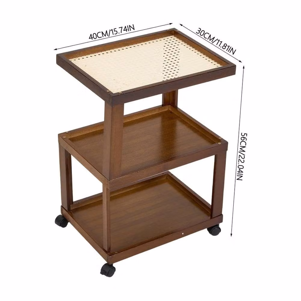 KORVIXA 03 Brown Bamboo and Plastic Rattan Square Side Table – 2