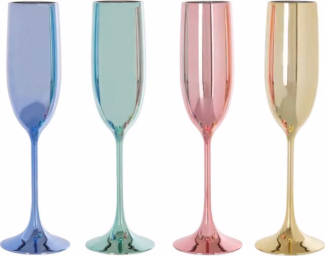 Orsina Reflective Set of 4 Multicolour Champagne Flutes