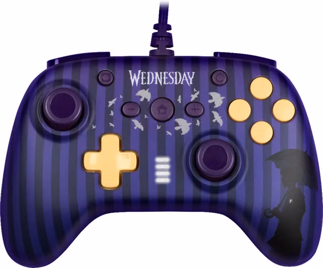 Konix Wednesday Addams Gaming Controller in Blue and Purple for Nintendo Switch and PC