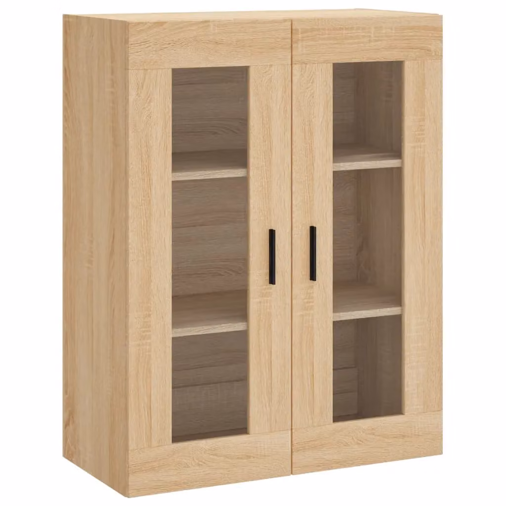 Berkfield Home Wall Mounted Sonoma Oak Cabinet in Brown with Glass Doors, W/D/H: 69.5 x 34 x 90 cm – 2