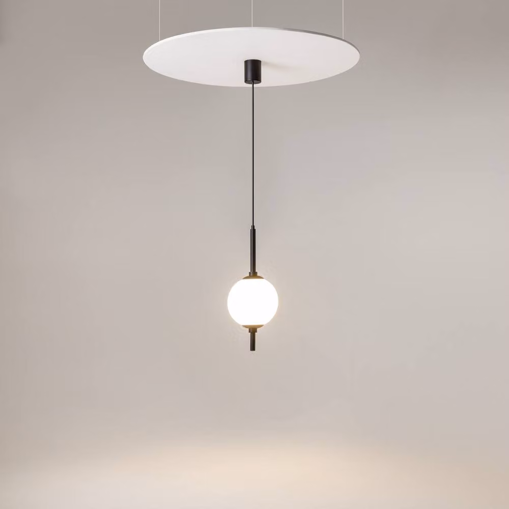 Netlighting The Sixth Sense Modern Globe Pendant Light with White Shade and Black Metal, 500lm, 3000K Warm White LED – 2
