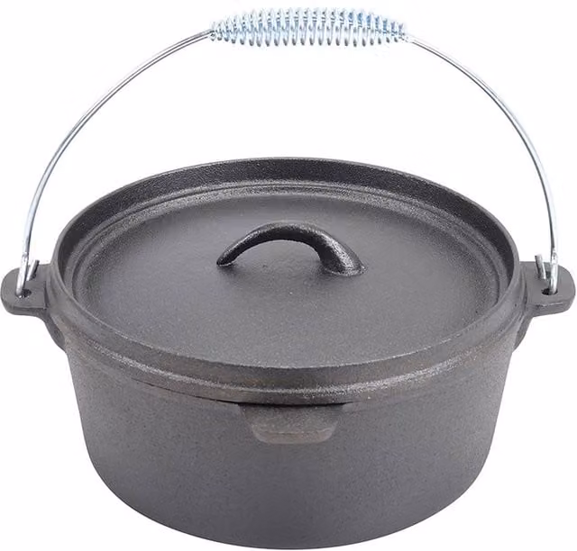 Garden Sanctuary 4.5L Cast Iron Camp Dutch Oven with Lid in Dark Grey