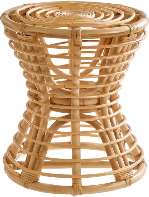 Orsina Maka Natural Rattan Stool in Brown and Beige