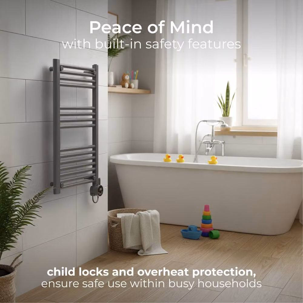 Masterplug SmartEnergy Thermaline Smart Electric Heated Towel Radiator with Wi-Fi App Control and Remote, Grey, 500W – 3
