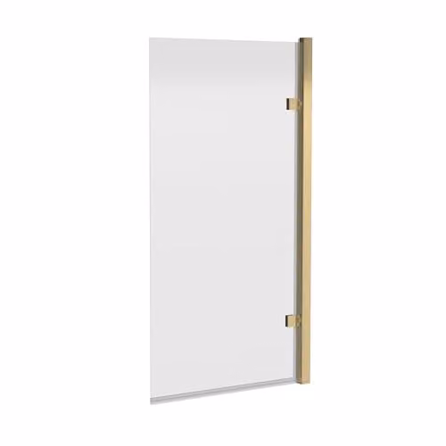 nuie NSSQ78 Pacific Modern Square Hinged Bath Screen, 8mm Toughened Safety Glass, Gold/Transparent, W: 1400 mm, H: 830 mm, D: 152 mm