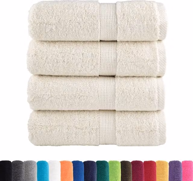 Berkfield Home SOLUND Premium Cotton Soap Towels, Beige, 4 Pack, W/D/H: 30 x 30 x 30 cm, 600 gsm – 1