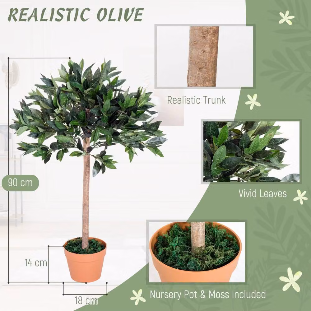 Wyld Haus Niladi Artificial Mediterranean Olive Tree in a Green and Orange Pot – 4