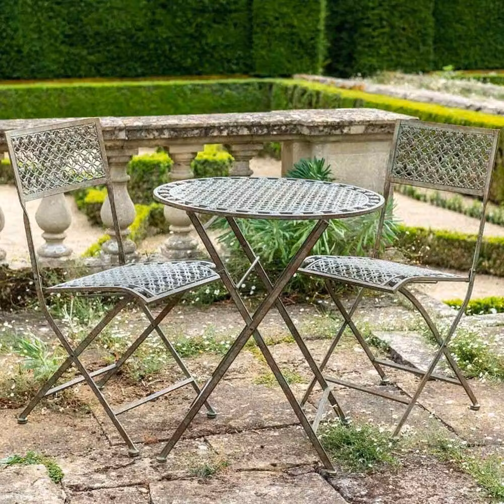 Ascalon Design Ltd Marlboro 3pc Bistro Set in Antique Blue and Rust Brown, W/D/H: 65 x 65 x 75 cm – 2