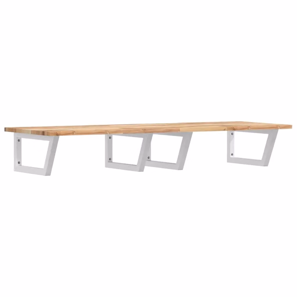 Berkfield Home Wall Mounted Basin Shelf in Brown Acacia Wood and Steel