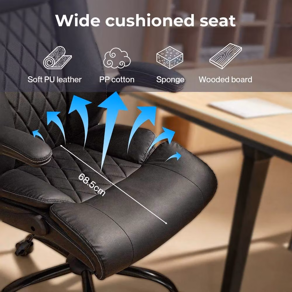 Kelvenix Executive Office Chair in Black Synthetic Leather – 4