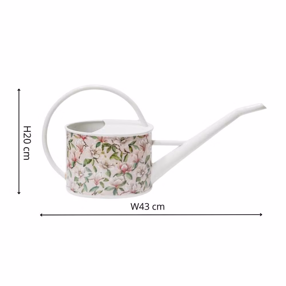 Ivyline Maisie Vintage Magnolia Metal Watering Can, White, W43cm x H20cm – 2