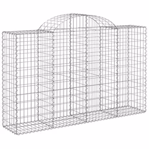 vidaXL Arched Gabion Baskets, 3 Pieces, Silver Galvanised Steel, W/D/H: 200 x 50 x 120/140 cm – 1