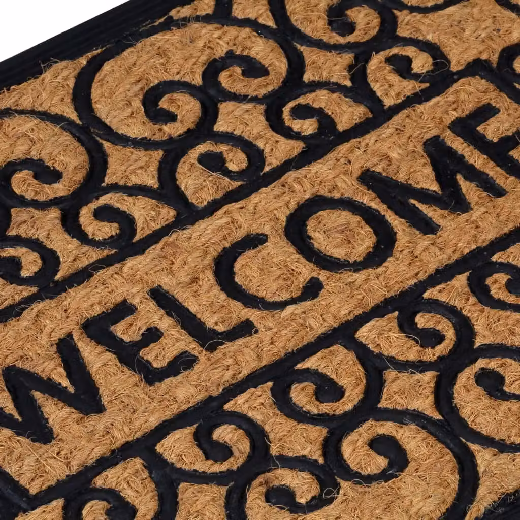 Berkfield Home Half Round Door Mat in Brown, Rubber and Coir, W: 75 cm, D: 45 cm – 4