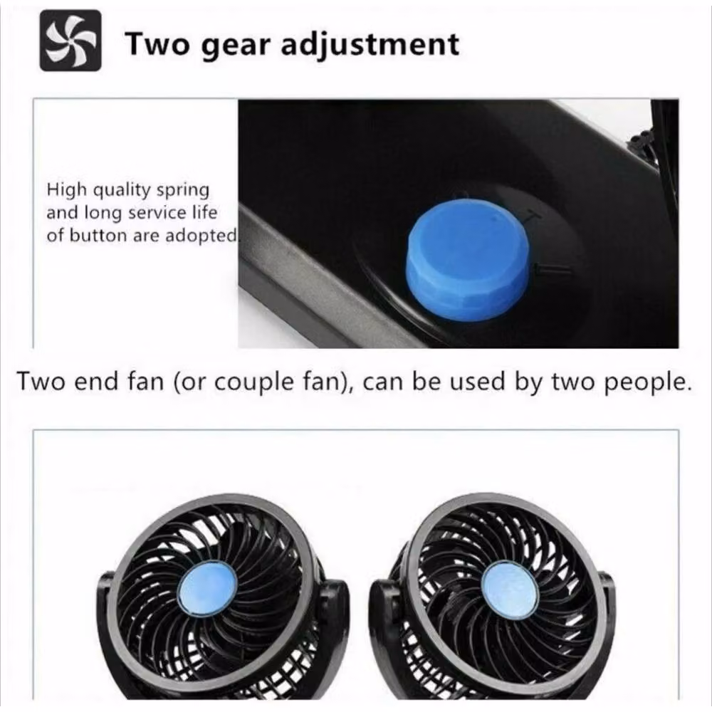 NESTLUNE 12V Twin Dash Mount Cooling Fan for Car, Van or Truck, Black – 4