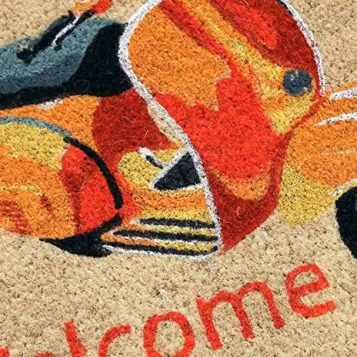 Coco&Coir Non-Slip Coir Door Mat with Scooter Ride Design, Multicolour, W: 75 cm, D: 45 cm, H: 1.5 cm – 5