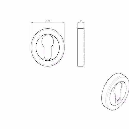 Loops 51mm Euro Profile Escutcheon with Chamfered Edge and Concealed Fix in Satin Nickel – 2