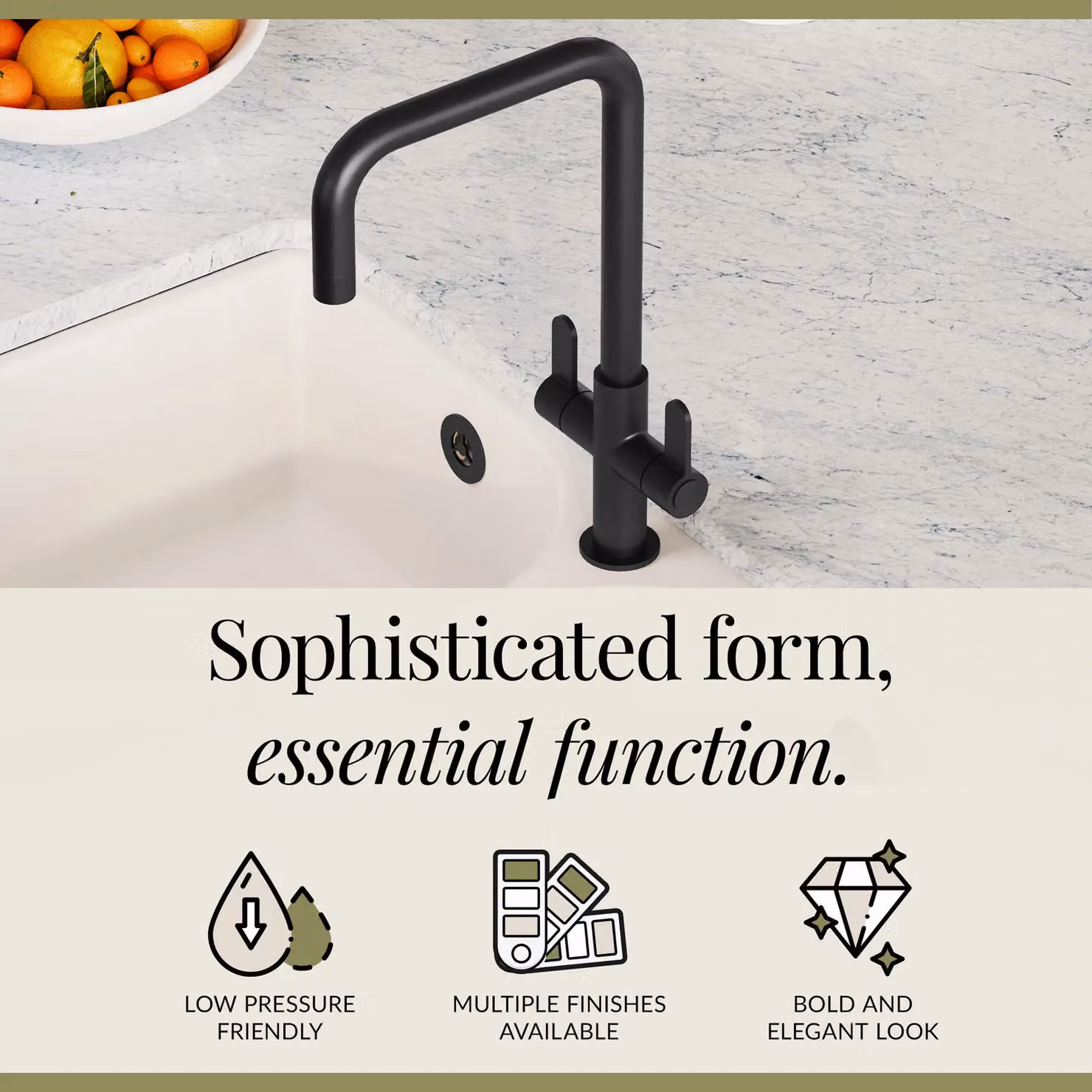 Balterley Kuma Dual Lever Kitchen Mono Mixer Tap in Matt Black – 3