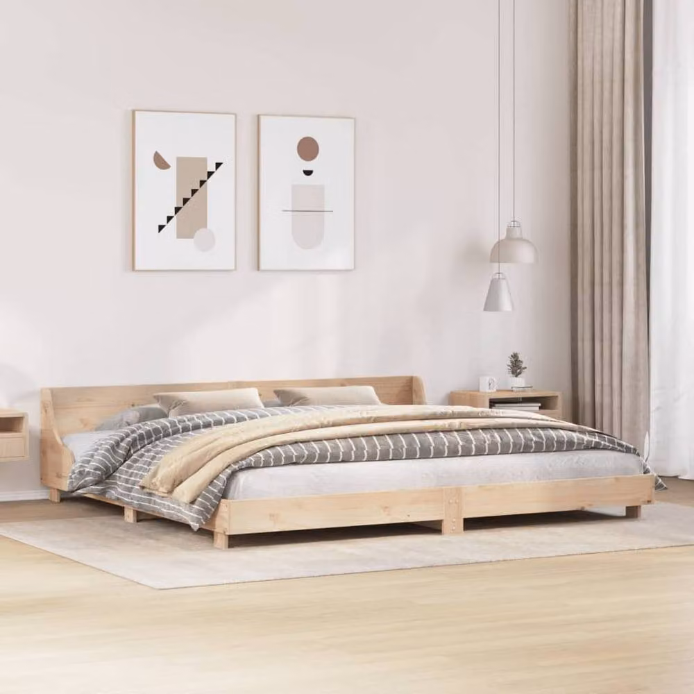 Berkfield Home Beautiful Bed Frame in Natural Solid Pine, W/D/H: 200 x 52 x 203.5 cm – 2