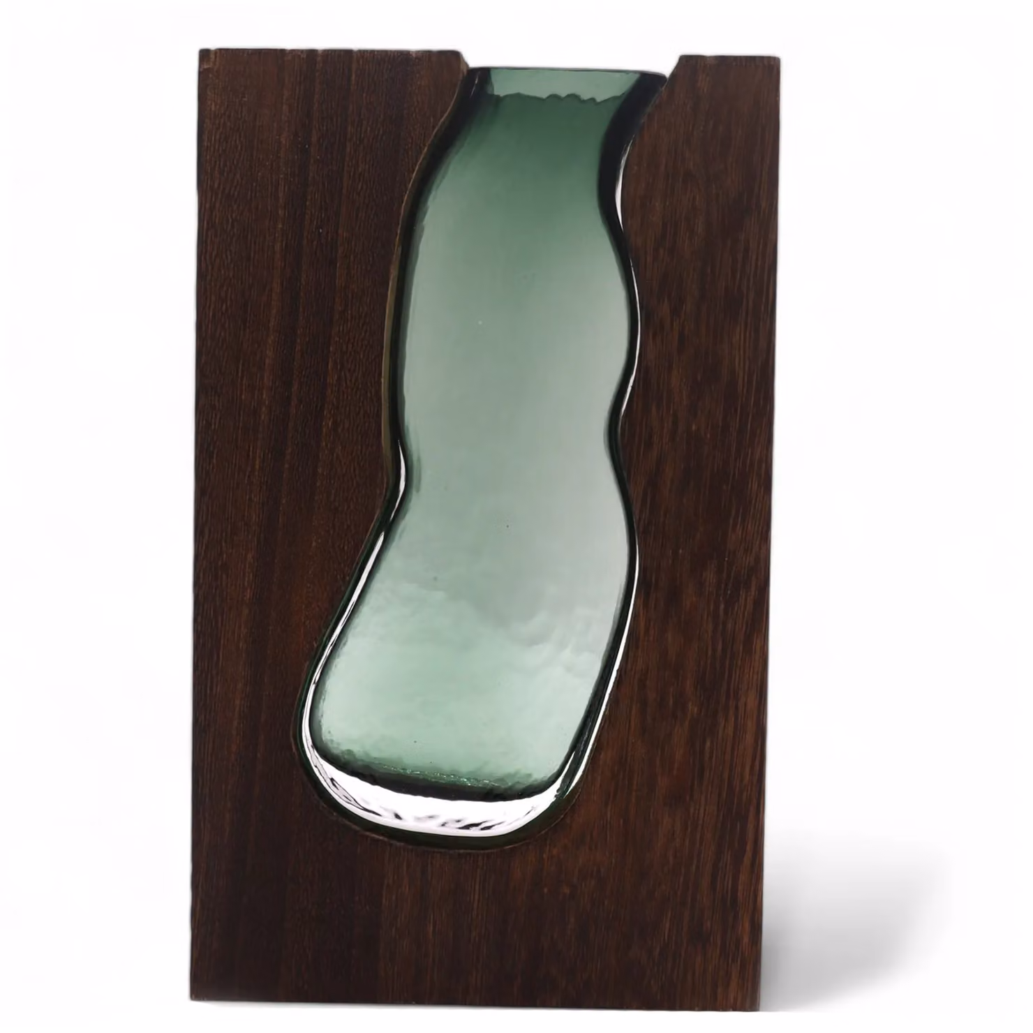 KDMD Large Transparent Glass Vase and Terrarium in Dark Brown Tung Wood – 2