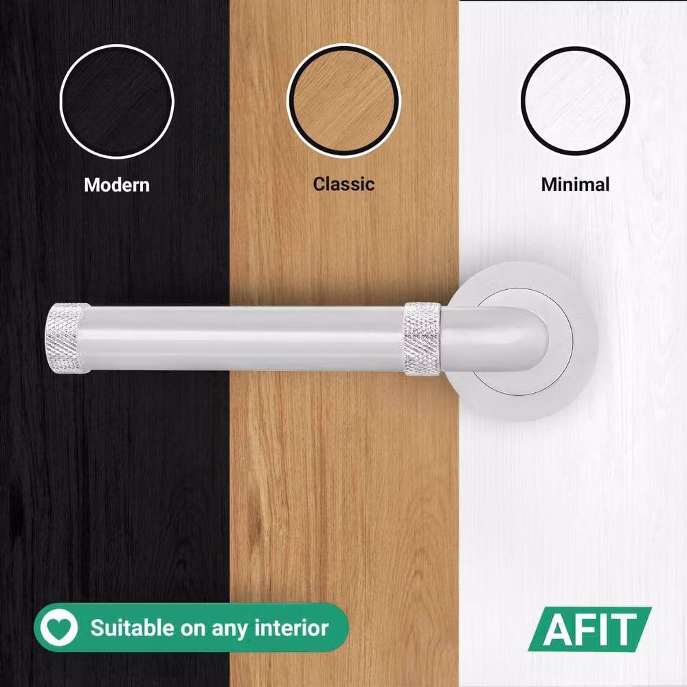 AFIT Chrome Door Handle Latch Set in Silver with Aluminium Hinges, Size: 150 x 150 mm – 5