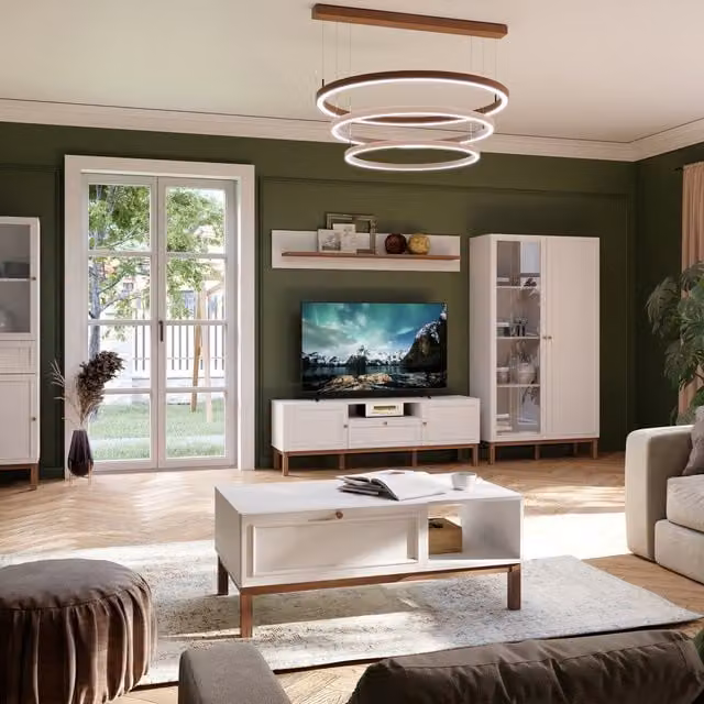 Furniture To Go Wensley Modern TV Unit with Light in Grey and White