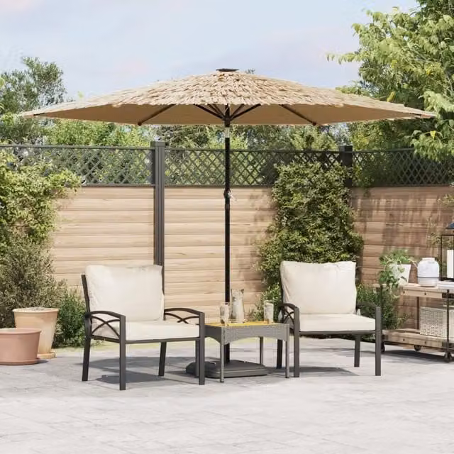 Berkfield Home Brown Garden Parasol with Steel Pole, W/D/H: 288 x 288 x 225 cm
