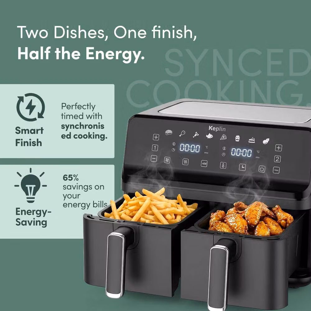 Keplin 9L Dual Zone Air Fryer with 8-in-1 Functions and Digital Display, Black – 2