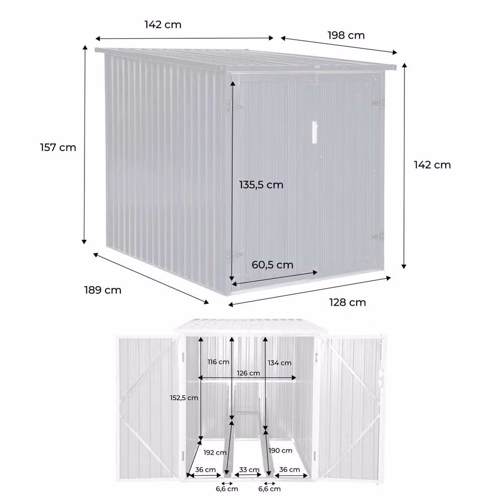 Sweekeek Galvanised Steel Bike Shelter with Anchoring Kit for 2 Bikes, Grey – 3