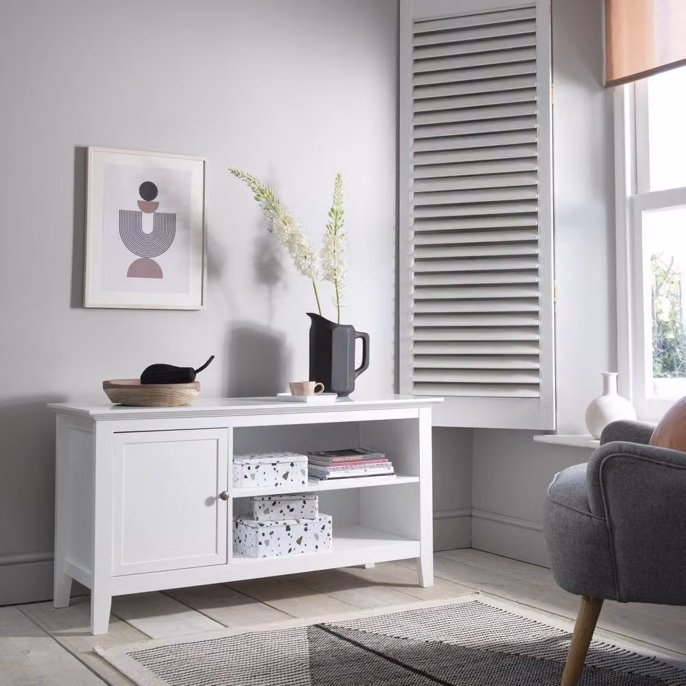 Nöa and Nani Karlstad Modern Glossy Low Sideboard with Storage in White – 3