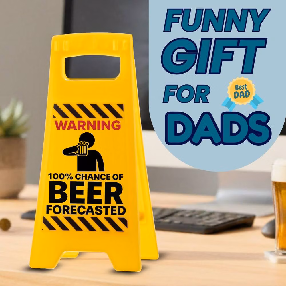Boxer Gifts 100% Chance of Beer Forecasted Warning Sign Yellow Novelty Tabletop Decor – 3