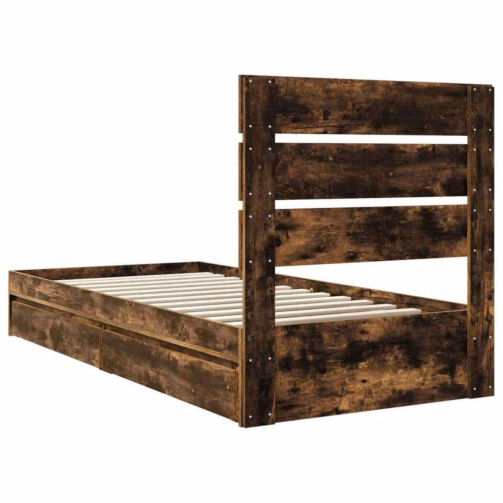 Berkfield Home Modern Storage Bed with Drawers in Smoked Oak Brown, W: 90 cm, L: 200 cm – 5