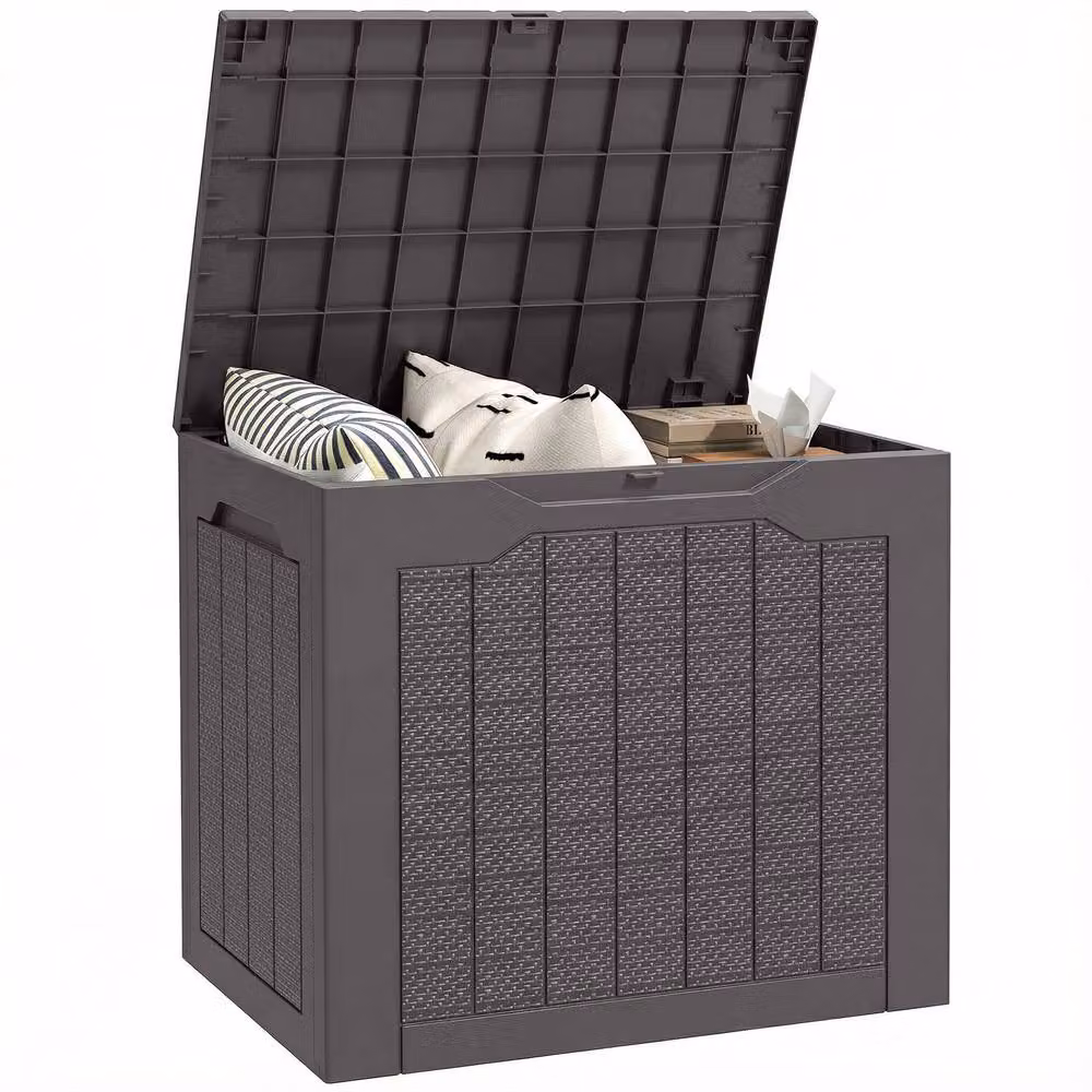 OUTSUNNY 93L Plastic Garden Storage Box with Handles in Grey – 2