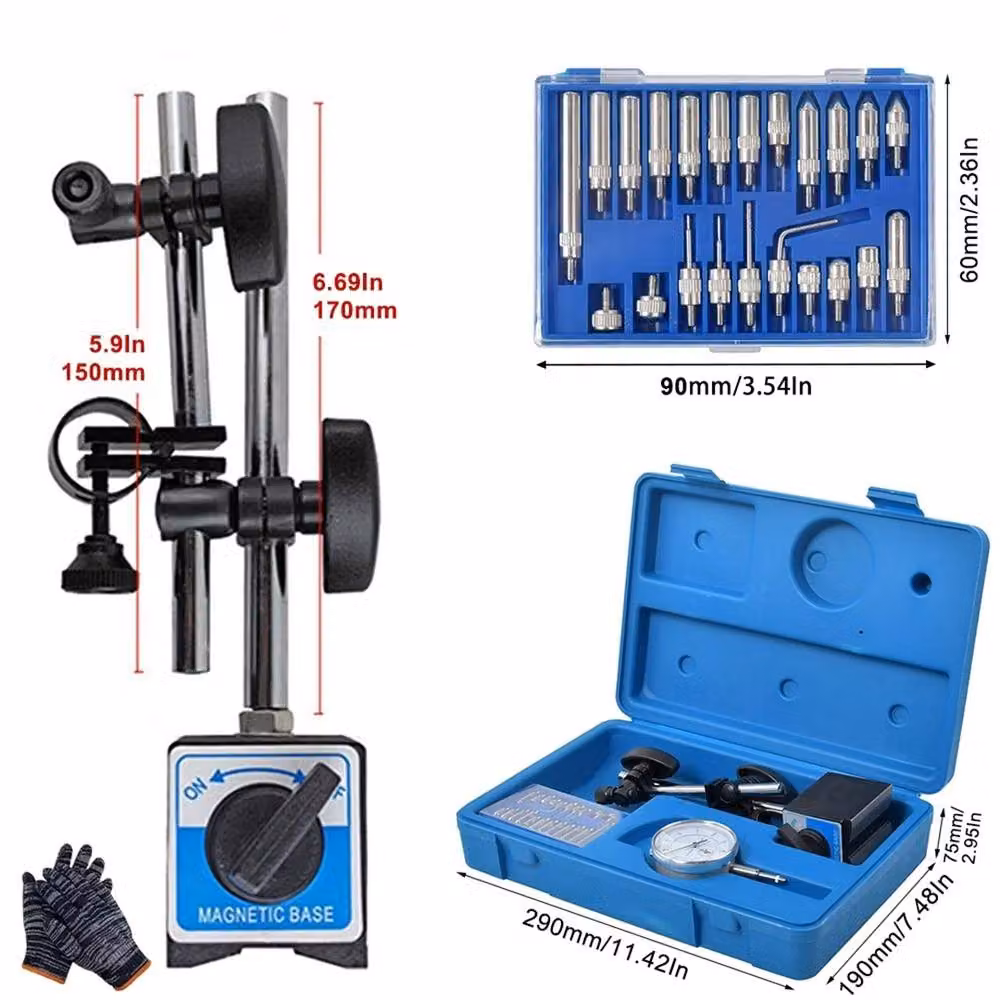 Ventryn Dial Test Indicator Gauge with Magnetic Base Stand and 22 Probes in Black – 2