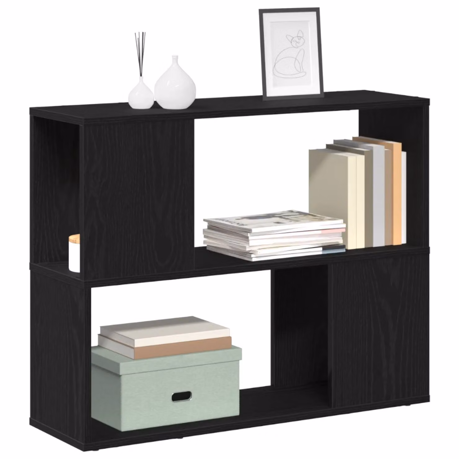 Berkfield Home Modern White and Black TV Stand Made of Engineered Wood W/D/H: 80 x 24 x 63 cm – 3