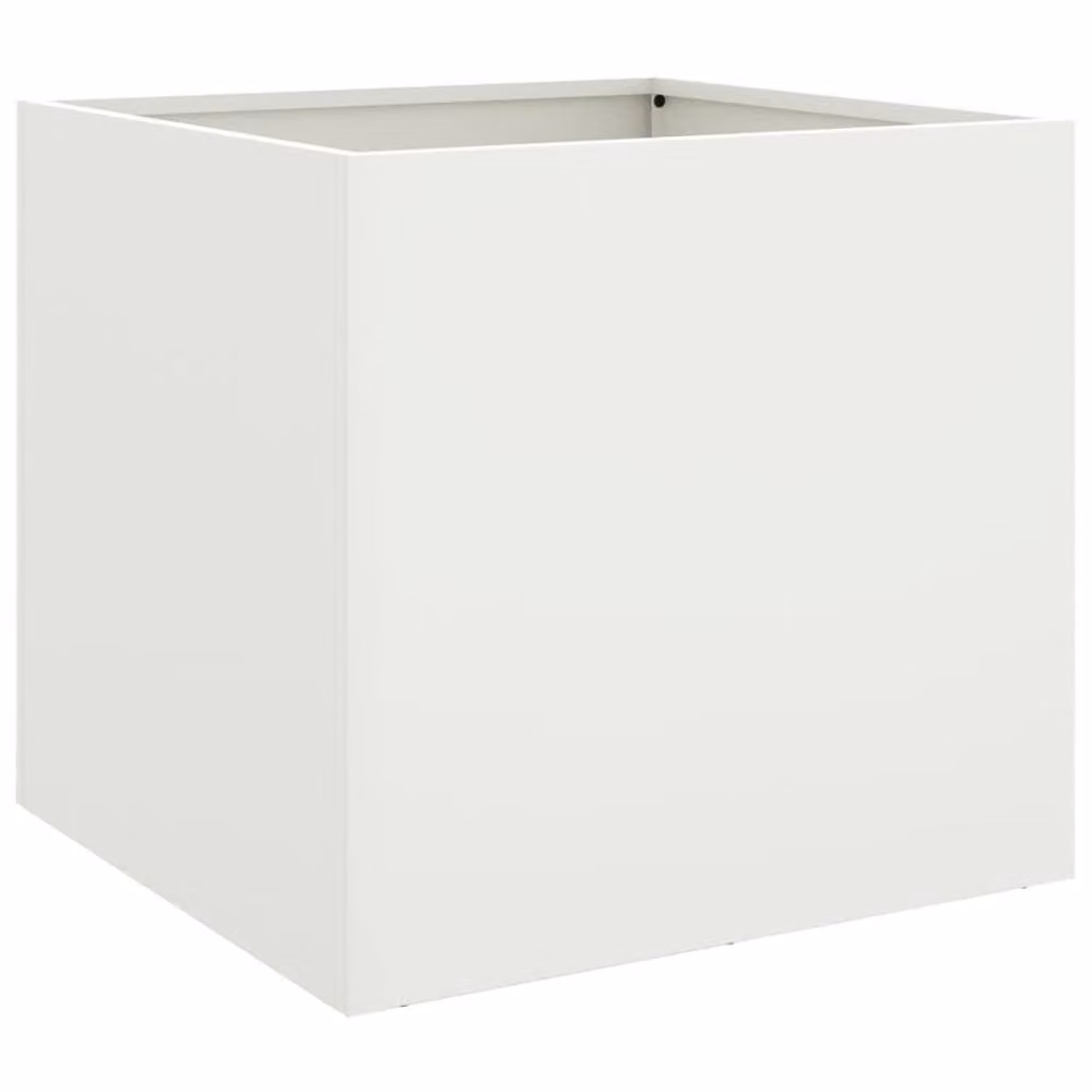 Berkfield Home Steel Planter Tub, White, W: 49 cm, D: 47 cm, H: 46 cm – 3