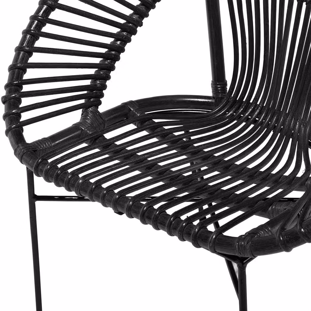 Wyld and Coco Acapulco Rattan Armchair in Black with Metal Legs – 5