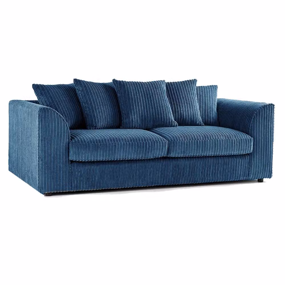 LUXURY LIFE Dylan Jumbo Cord Fabric Sofa Set in Mid Blue – 2