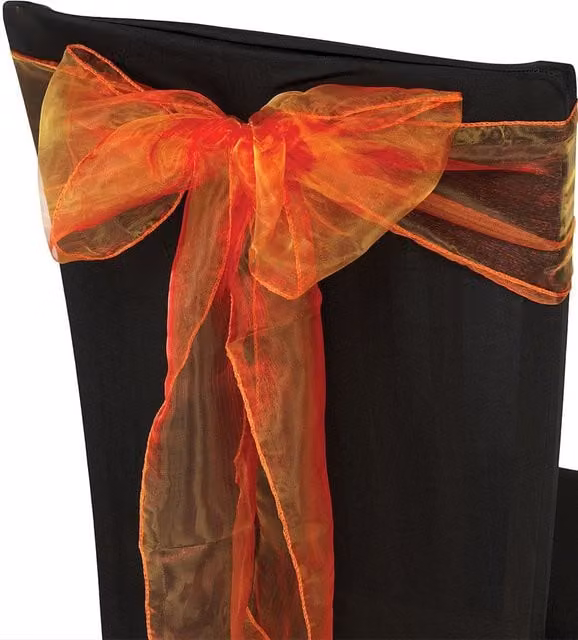 Neel Blue Organza Chair Sashes in Orange for Party Decoration, W: 17 cm x L: 280 cm – 1