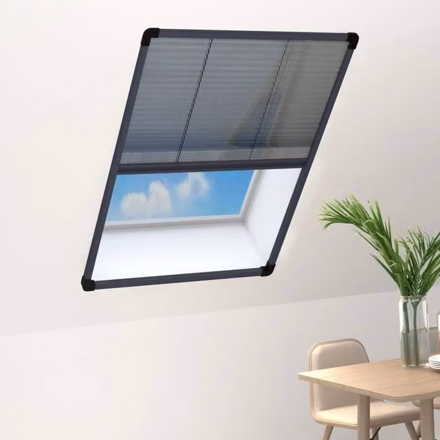 Berkfield Home Pleated Insect Screen for Windows, Aluminium, Anthracite and Black, W: 80 cm, H: 120 cm