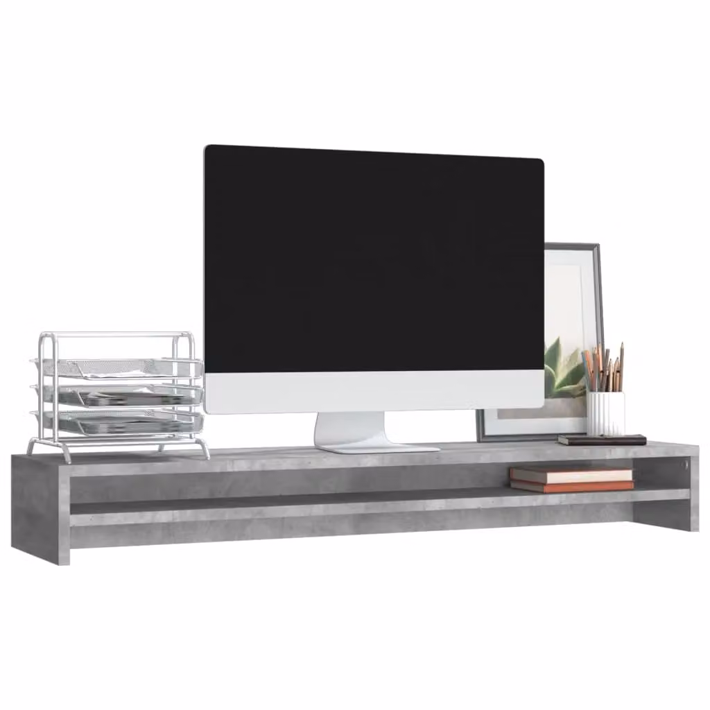 Berkfield Home Monitor Stand in Concrete Grey, W/D/H: 100 x 24 x 13 cm – 3