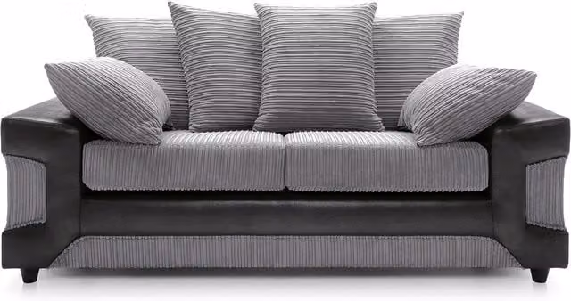 Furniture786ltd DINO 3 Seater Sofa in Black, Grey and Brown Jumbo Cord Fabric