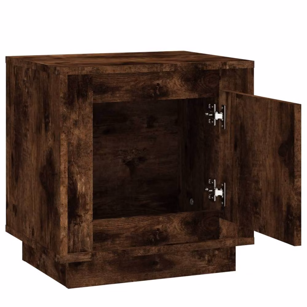 Berkfield Home Set of 2 Smoked Oak Bedside Cabinets in Brown, W/D/H: 44 x 35 x 45 cm – 5