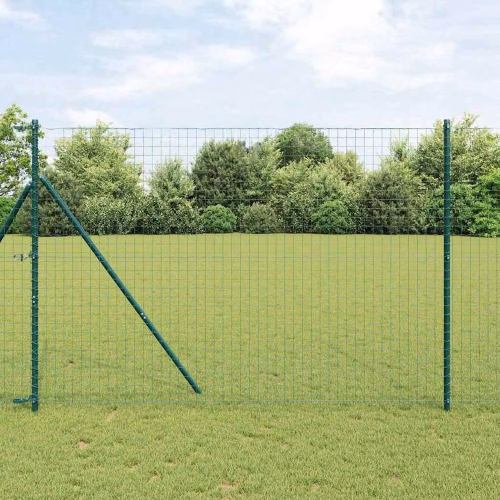 Berkfield Home Euro Fence with 7 Posts, Green Galvanised Steel, 1.5 x 10 m – 2