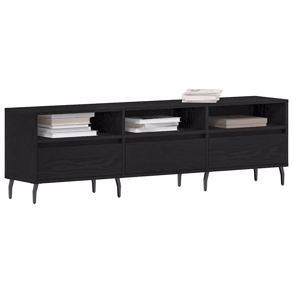 Berkfield Home Modern Black Oak TV Cabinet, W: 150 cm, D: 44.5 cm, H: 44.5 cm – 3