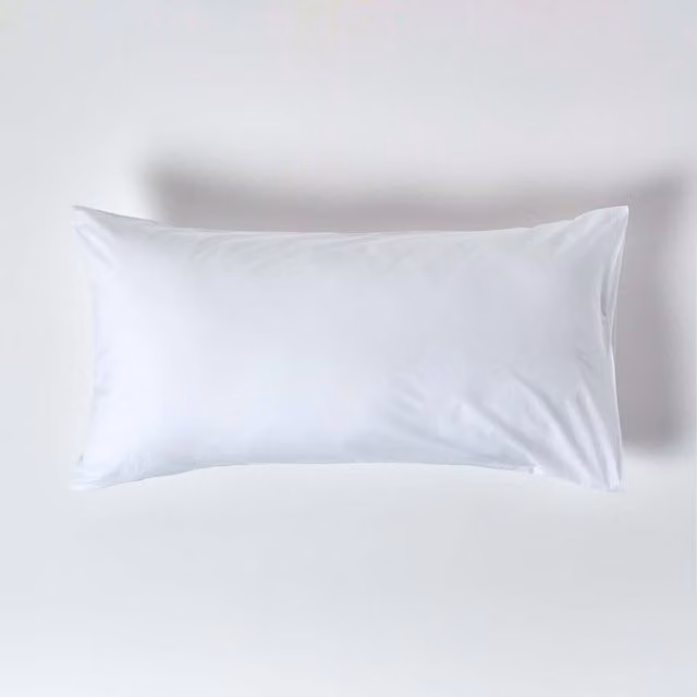 Homescapes White Egyptian Cotton King Size Housewife Pillowcase, 200 Thread Count Percale – 1