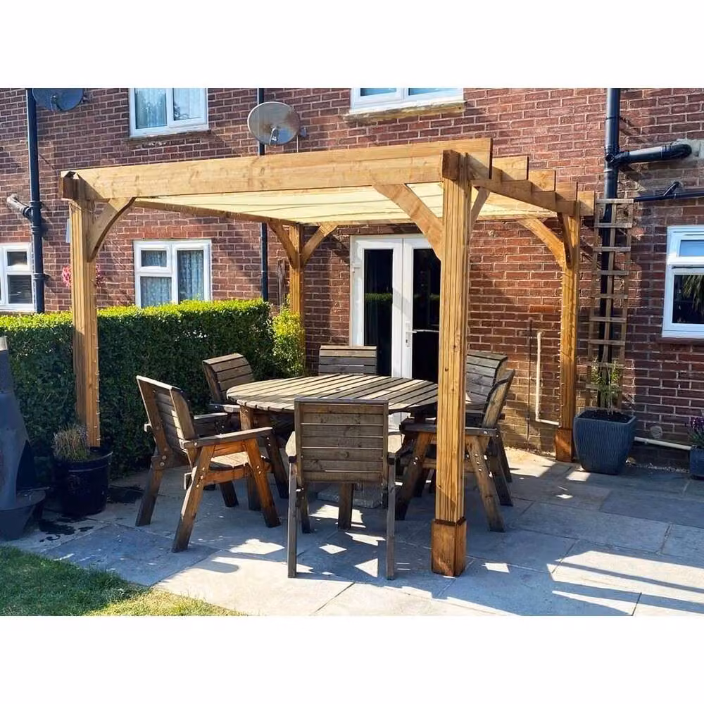 Dunster House Leviathan Wooden Garden Pergola Kit in Brown, W/D/H: 300 x 300 x 233 cm – 10